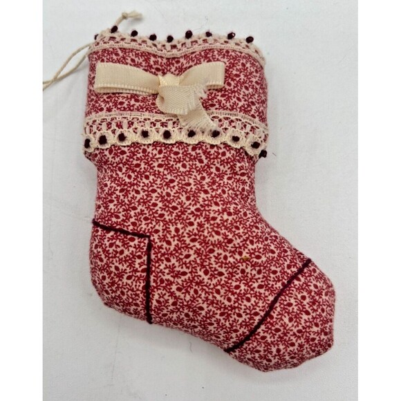 Vintage Handcrafted Fabric Christmas Ornaments Set of 7 Embroidered Farmhouse - Picture 12 of 16